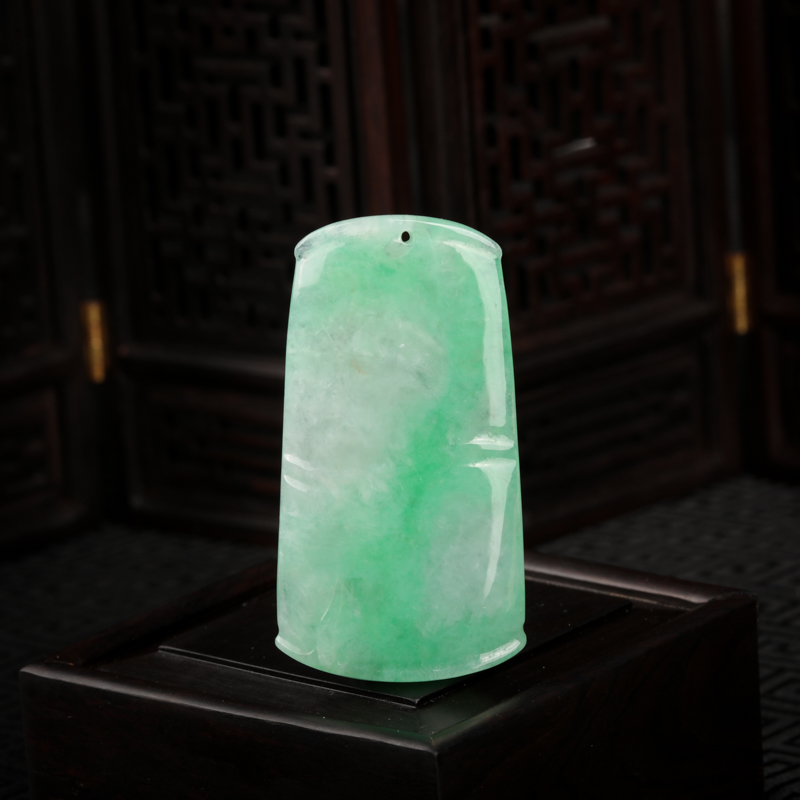 糯种飘翠翡翠节节高升吊坠-红掌柜