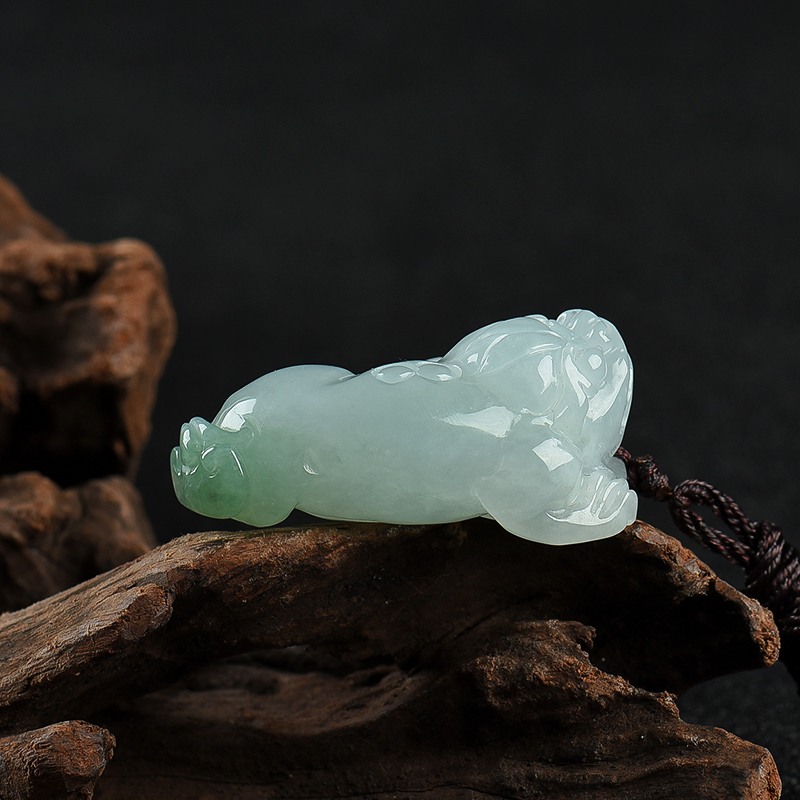 糯冰种飘翠翡翠金蟾吊坠-红掌柜