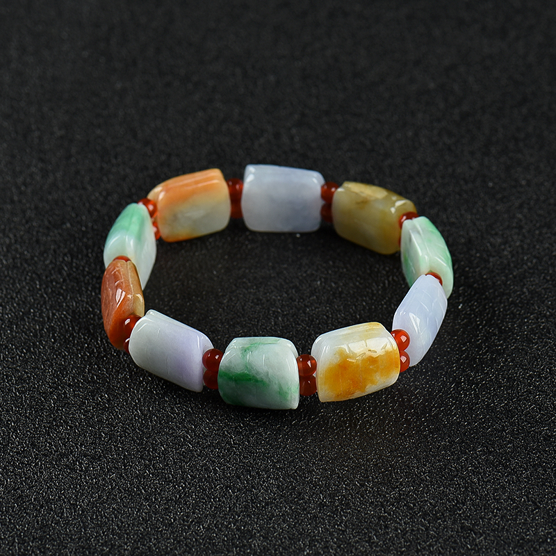 福禄寿翡翠富甲天下单圈手串-红掌柜