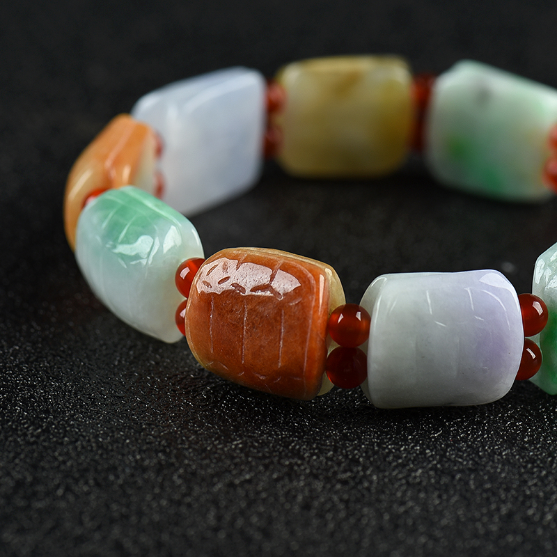 糯种福禄寿翡翠单圈手串-红掌柜