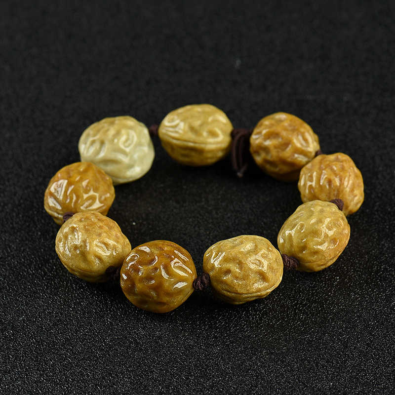 黄翡合家幸福单圈手串-红掌柜