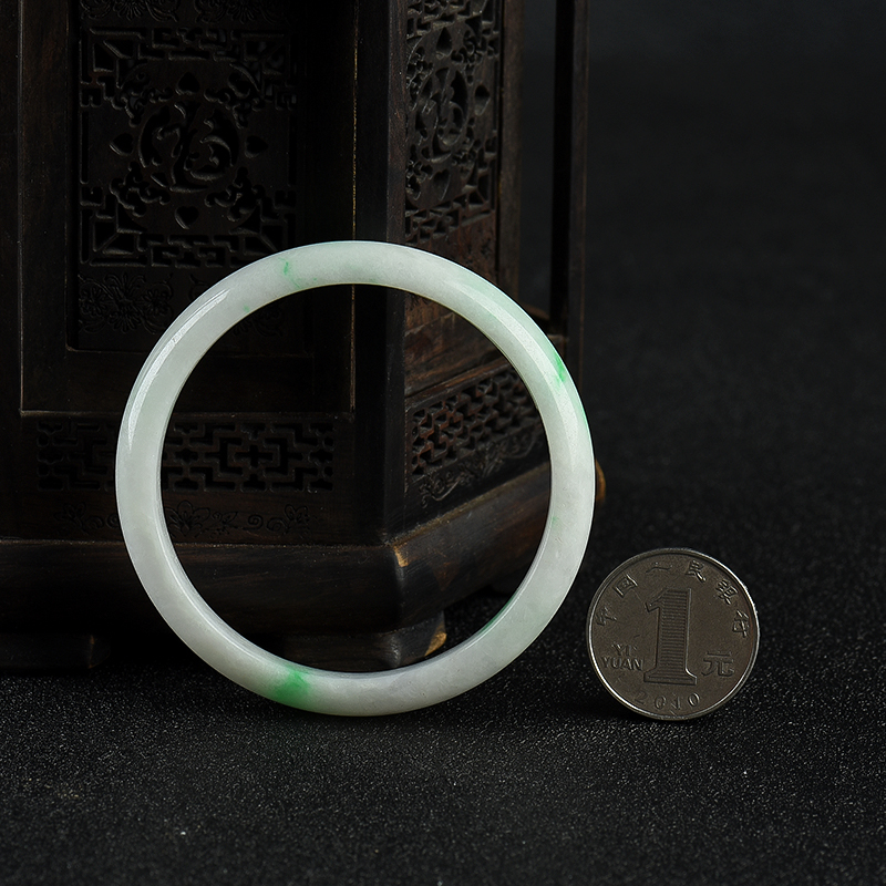 豆种翡翠手镯-红掌柜