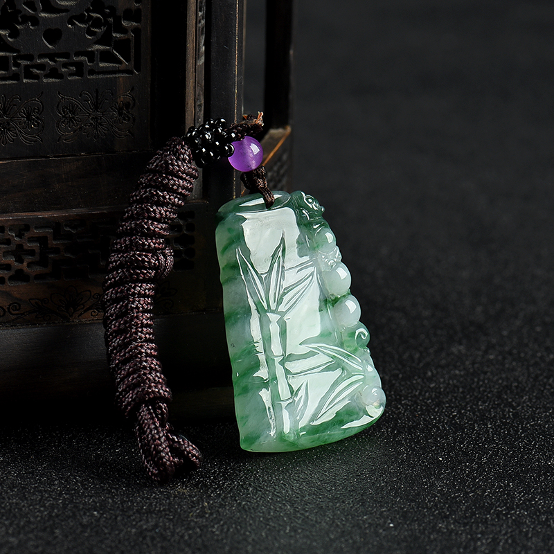 天然糯种飘花翡翠节节高升吊坠-红掌柜