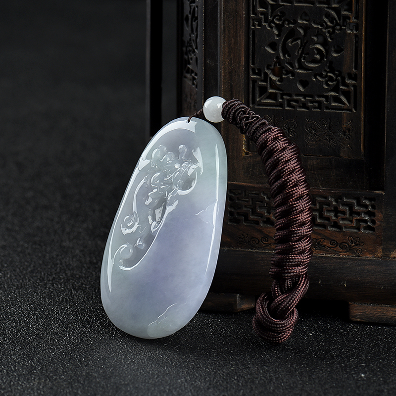 缅甸糯种春带彩翡翠辰龙吊坠-红掌柜