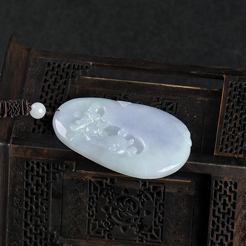 缅甸天然糯种翡翠辰龙吊坠-红掌柜