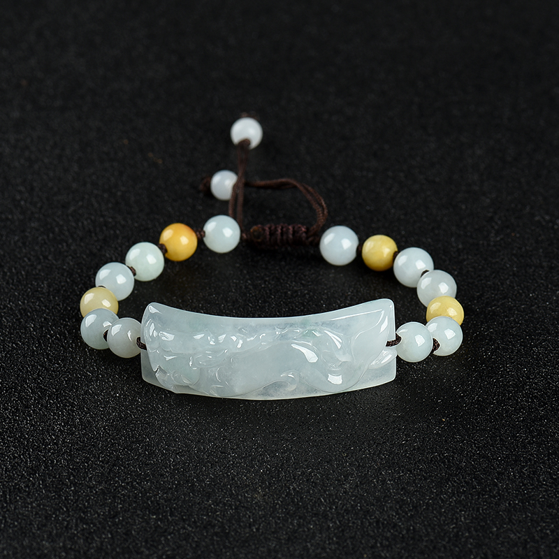 飘花翡翠辰龙手串-红掌柜