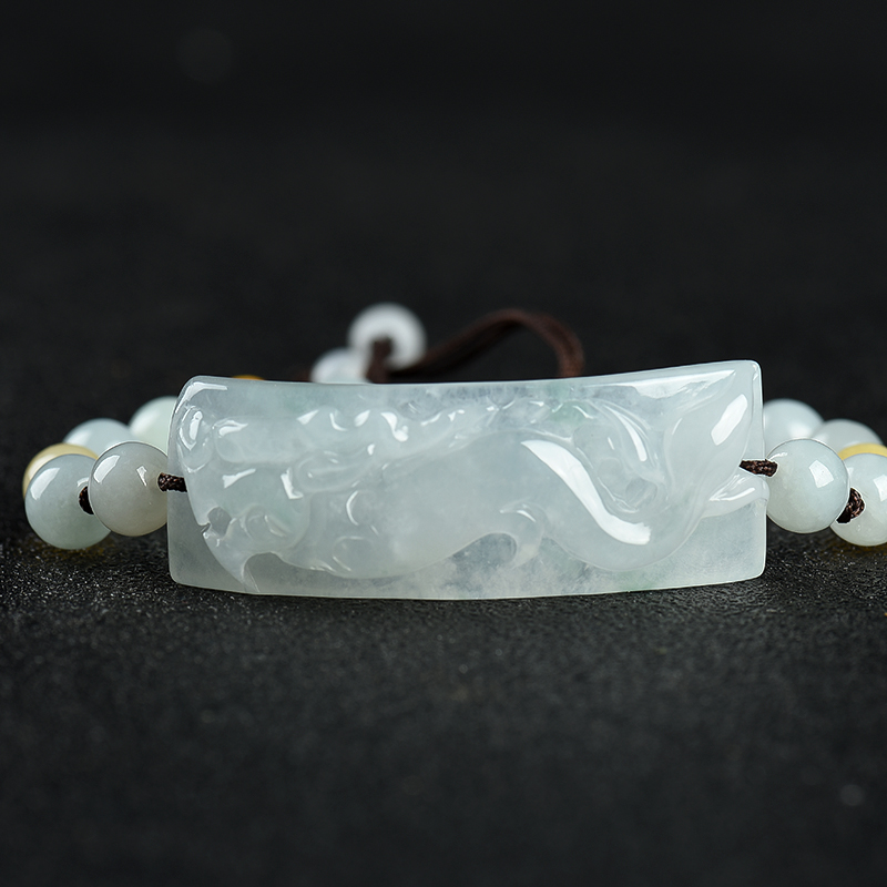 糯冰种翡翠辰龙手串-红掌柜