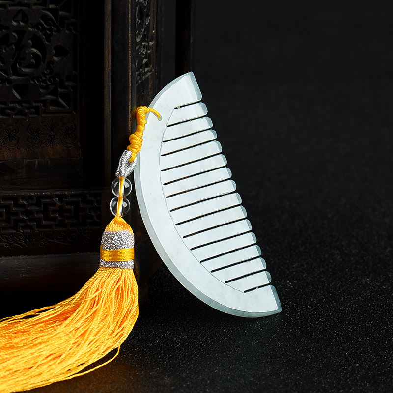 飘花翡翠梳子-红掌柜