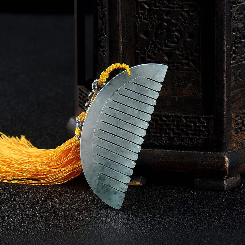 糯种翡翠梳子-红掌柜