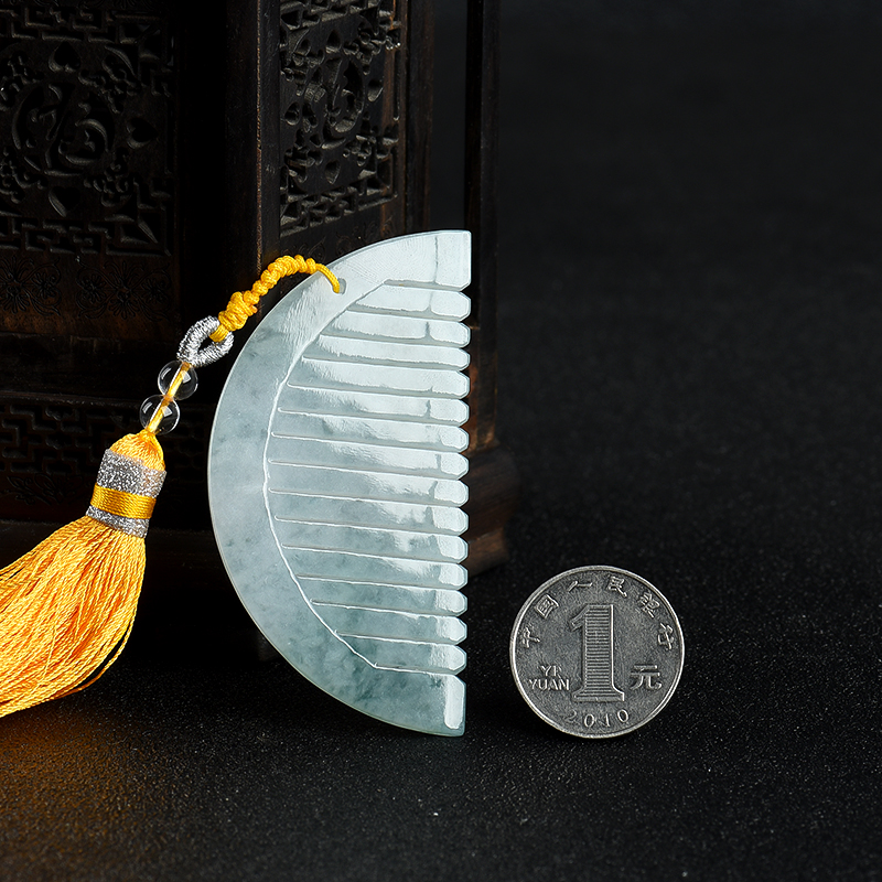 缅甸天然翡翠梳子-红掌柜