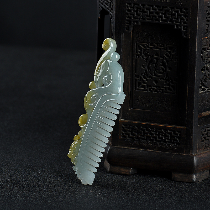 糯种翡翠梳子-红掌柜