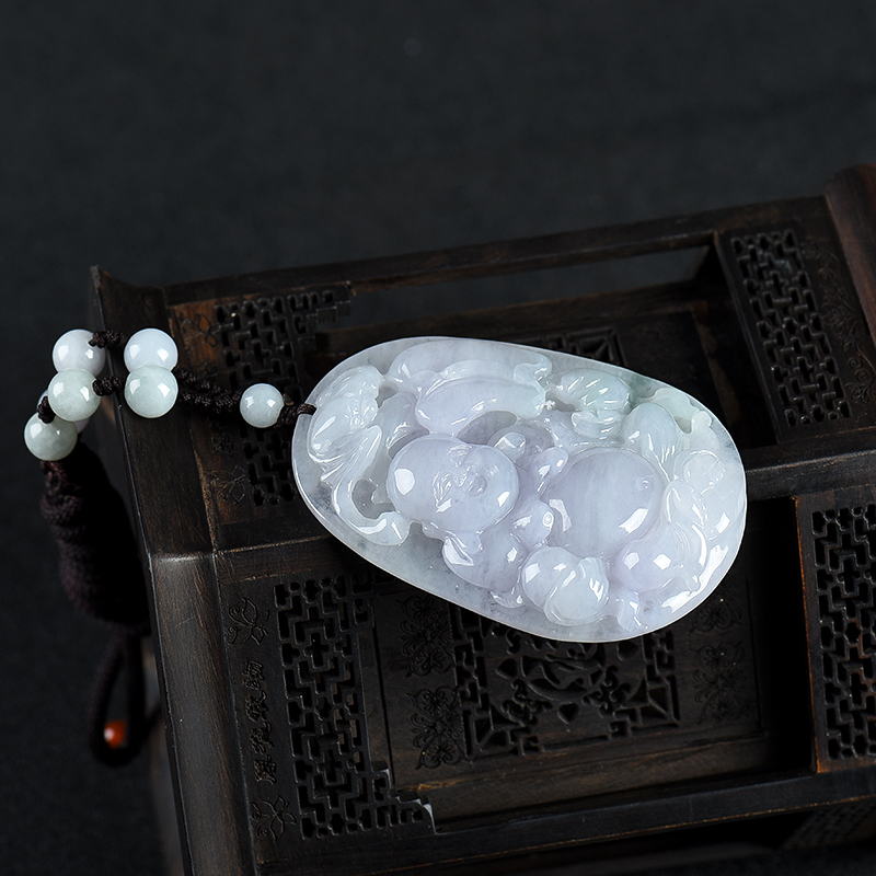 缅甸翡翠弥勒佛吊坠-红掌柜