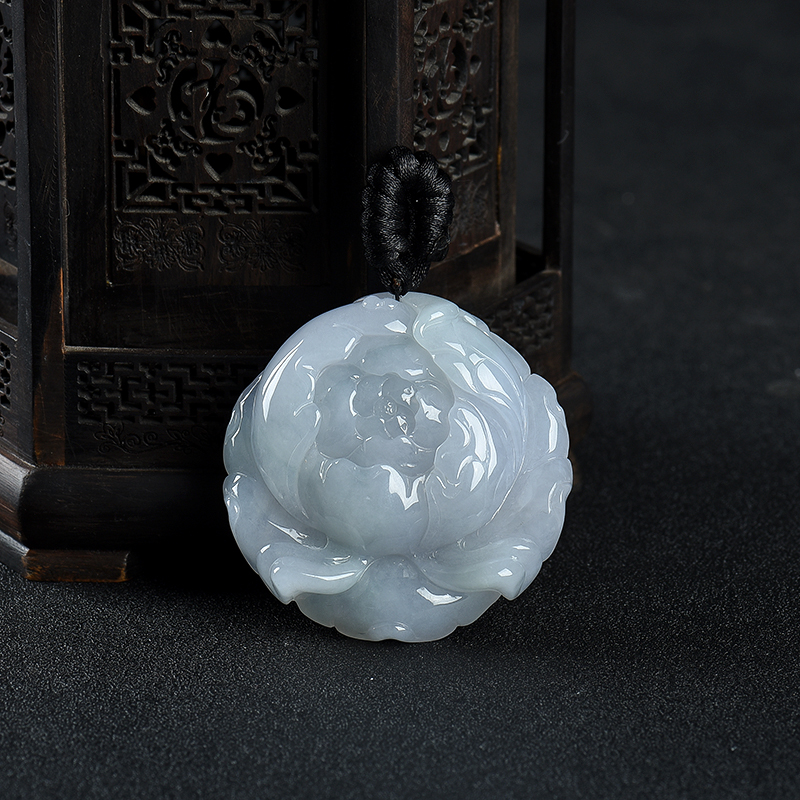 糯种翡翠花开富贵吊坠-红掌柜