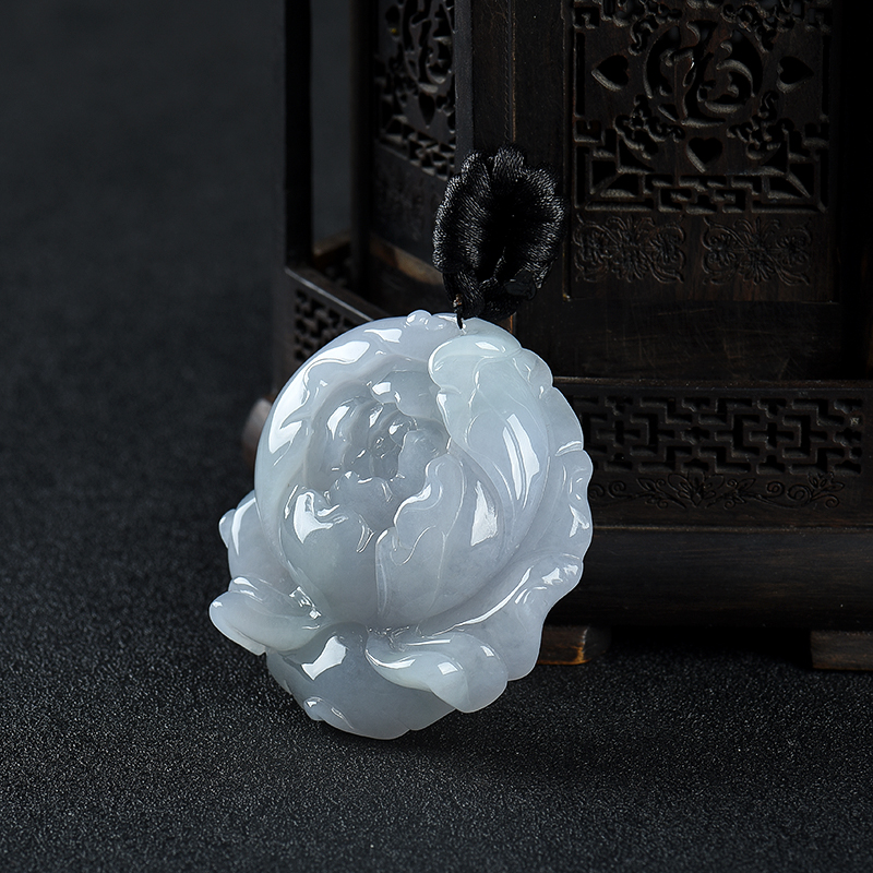 天然翡翠花开富贵吊坠-红掌柜