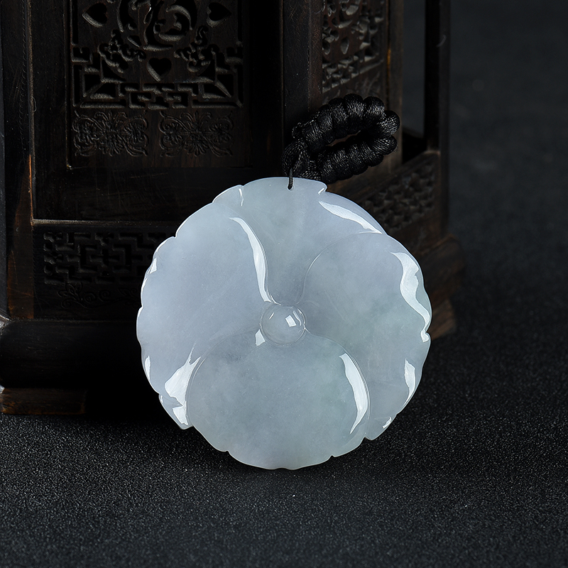 缅甸翡翠花开富贵吊坠-红掌柜