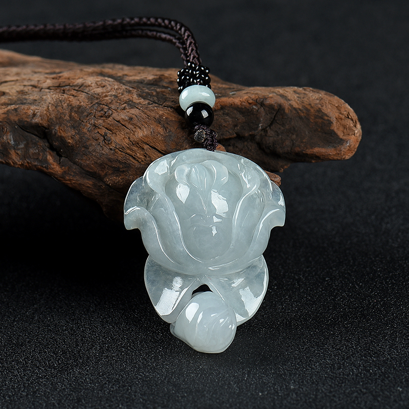 糯种翡翠花开富贵吊坠-红掌柜