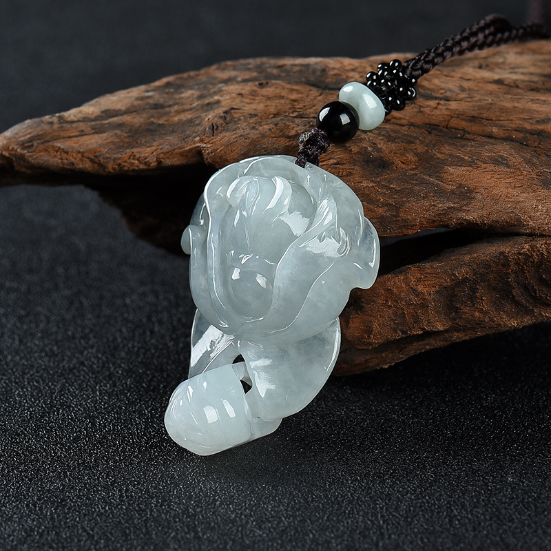 天然翡翠花开富贵吊坠-红掌柜