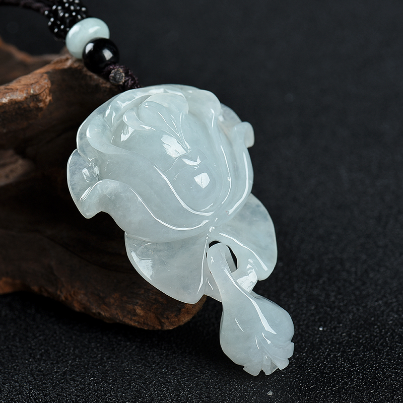 翡翠花开富贵吊坠-红掌柜