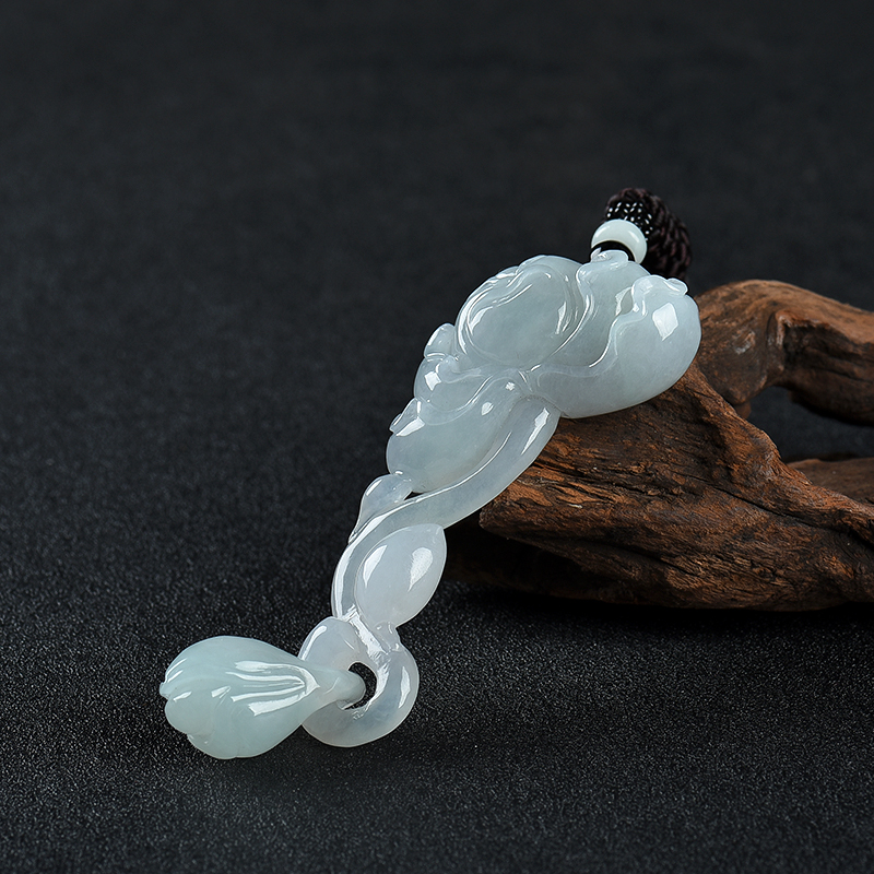 缅甸糯种翡翠花开富贵吊坠-红掌柜