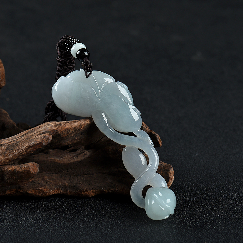 缅甸天然翡翠花开富贵吊坠-红掌柜