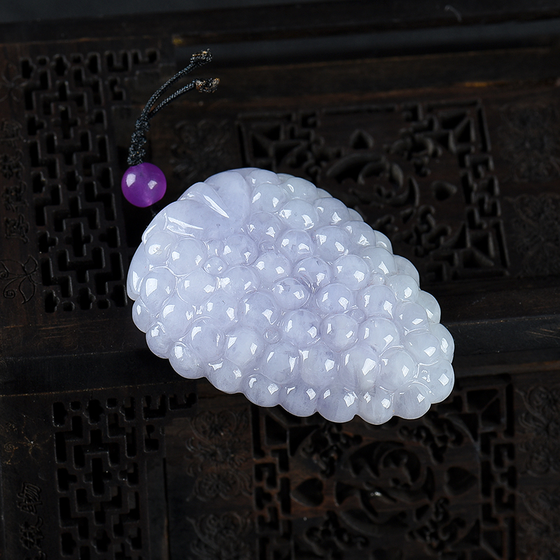 缅甸天然豆种翡翠多子多福吊坠-红掌柜