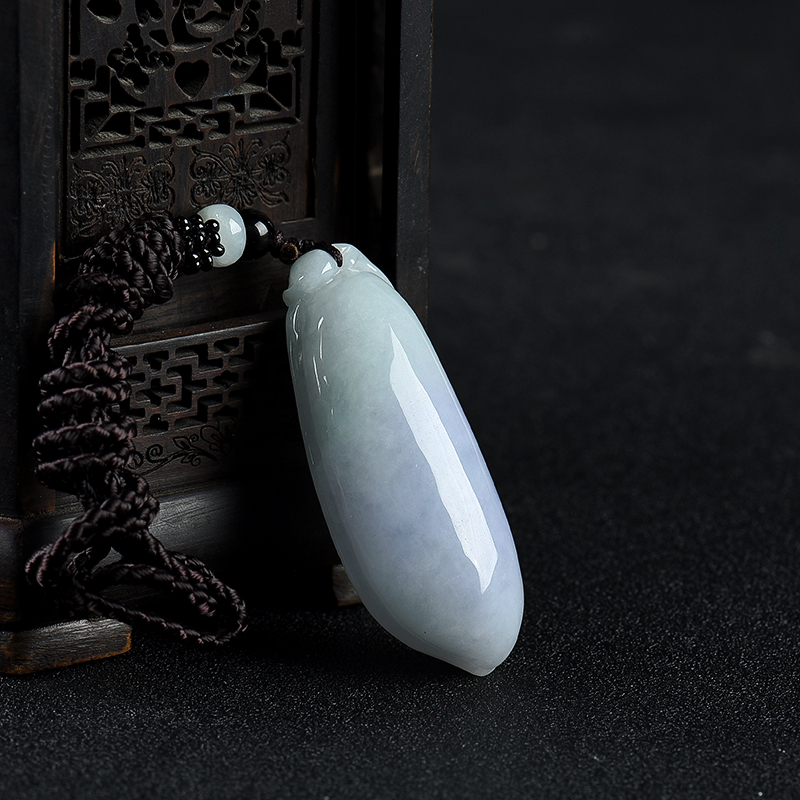 天然糯种春带彩翡翠福瓜吊坠-红掌柜