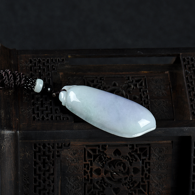 缅甸天然糯种翡翠福瓜吊坠-红掌柜