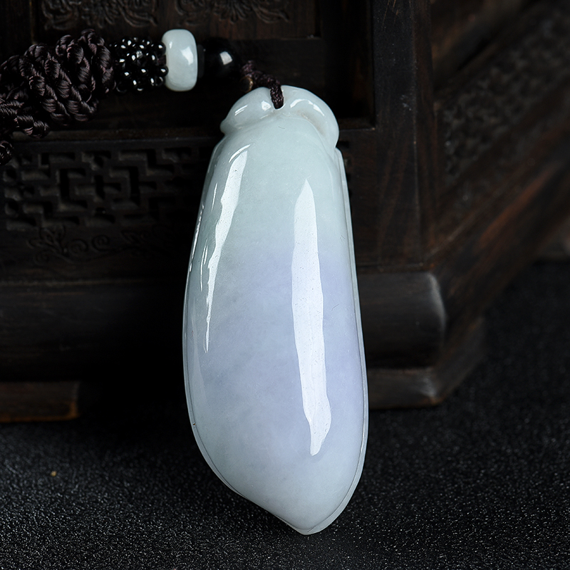 缅甸天然糯种春带彩翡翠吊坠-红掌柜