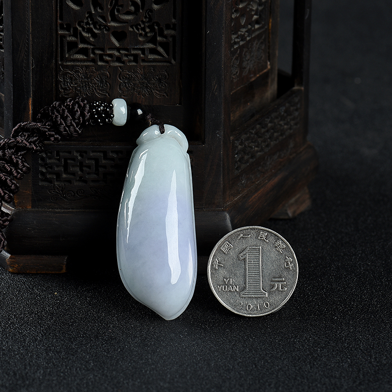 糯种春带彩翡翠吊坠-红掌柜