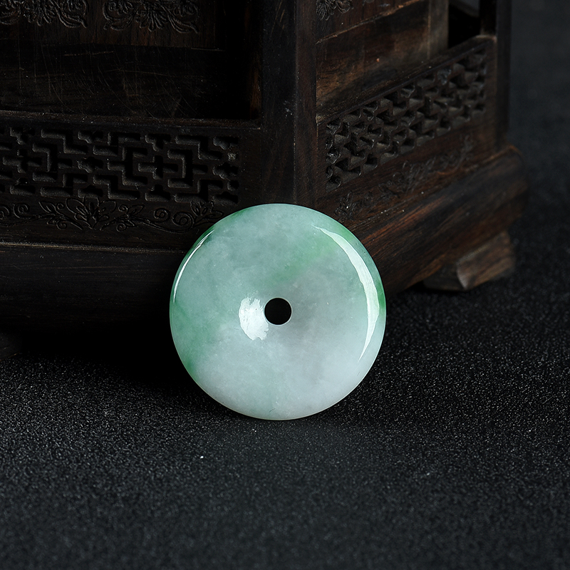 缅甸天然豆种翡翠平安团圆吊坠-红掌柜