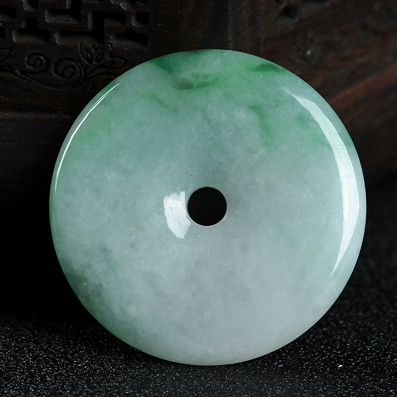 豆种翡翠平安团圆吊坠-红掌柜