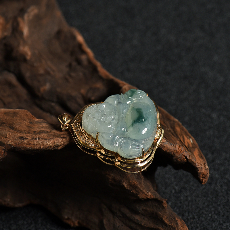 翡翠弥勒佛吊坠-红掌柜