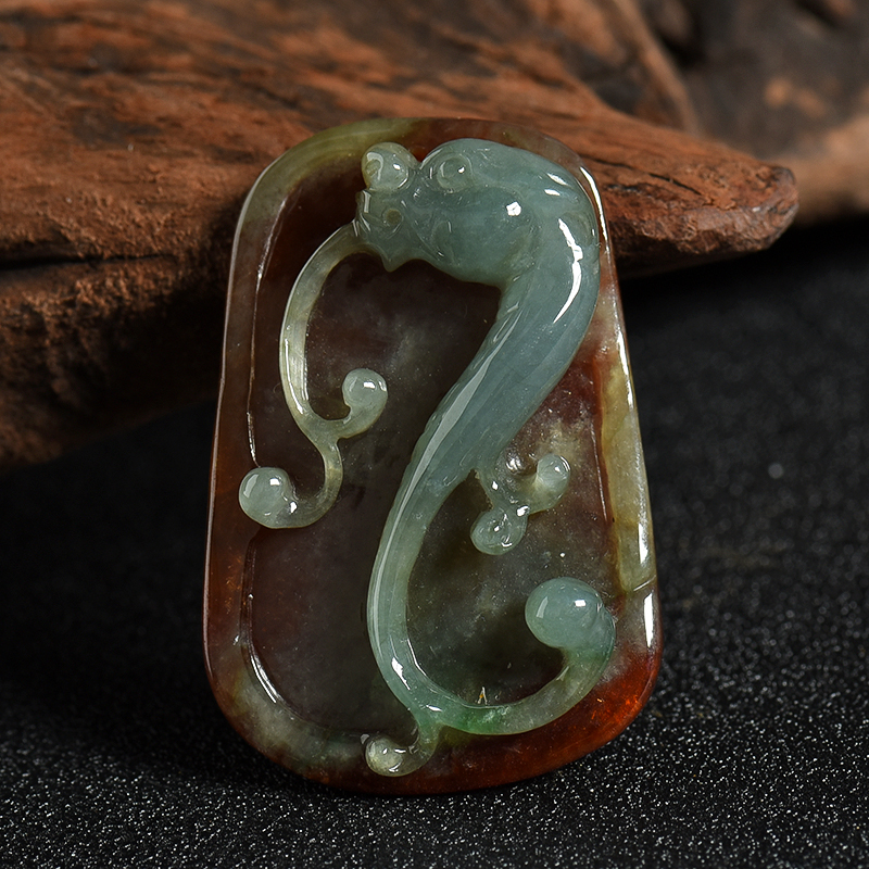 缅甸天然糯种俏色吊坠-红掌柜