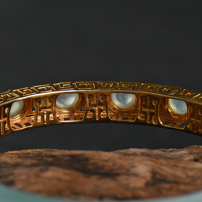 18K金镶缅甸糯冰种翡翠手镯-红掌柜