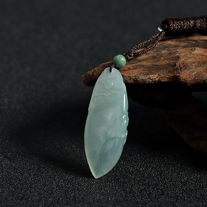 缅甸天然无色翡翠凤凰吊坠-红掌柜