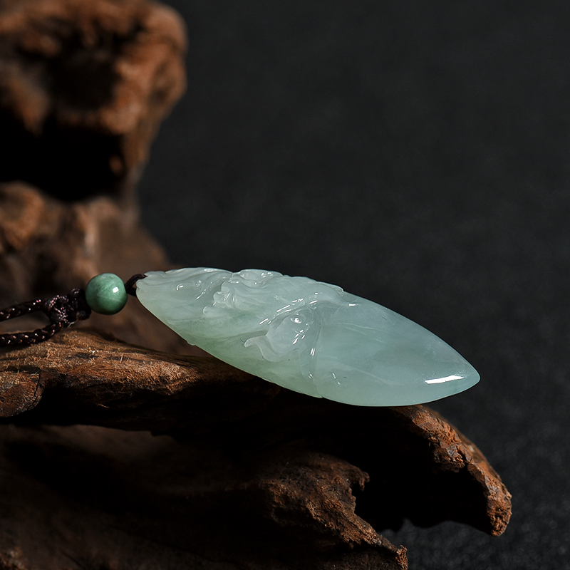 缅甸天然糯冰种翡翠凤凰吊坠-红掌柜