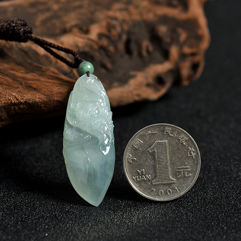 糯冰种翡翠凤凰吊坠-红掌柜