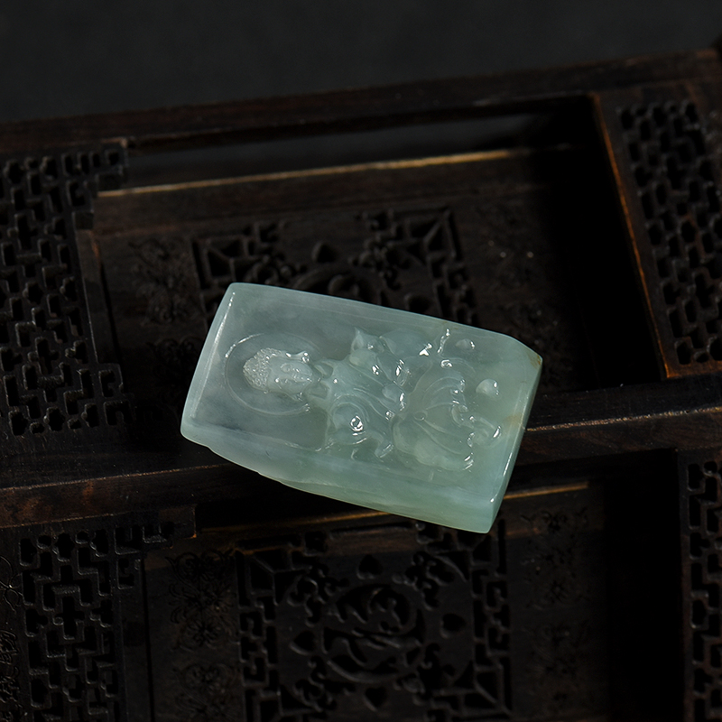 缅甸天然糯冰种翡翠宝宝佛吊坠-红掌柜