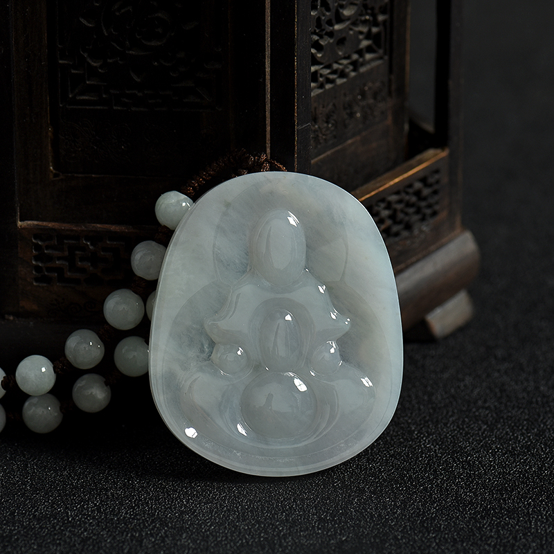 缅甸天然翡翠观音吊坠-红掌柜