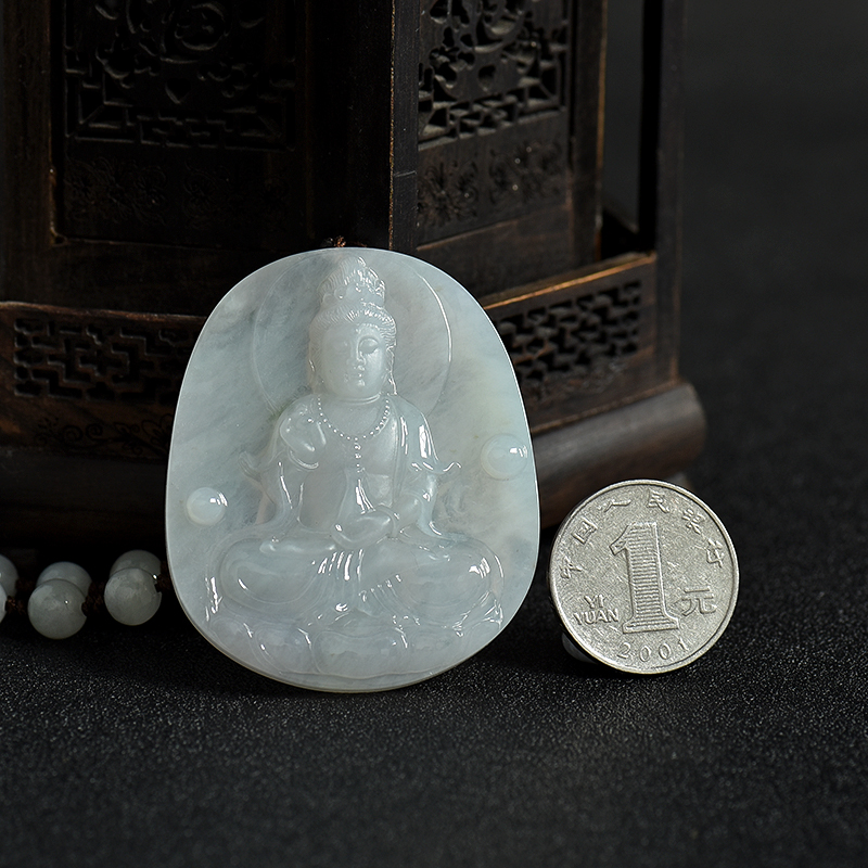 糯冰种翡翠吊坠-红掌柜