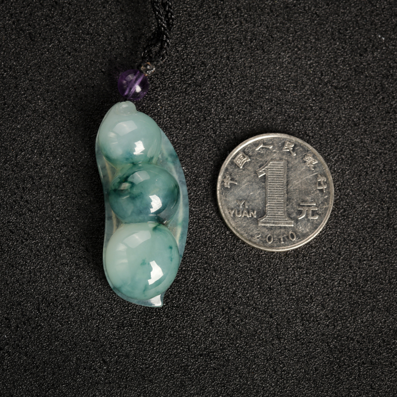 缅甸A货飘花翡翠连中三元吊坠 - 红掌柜