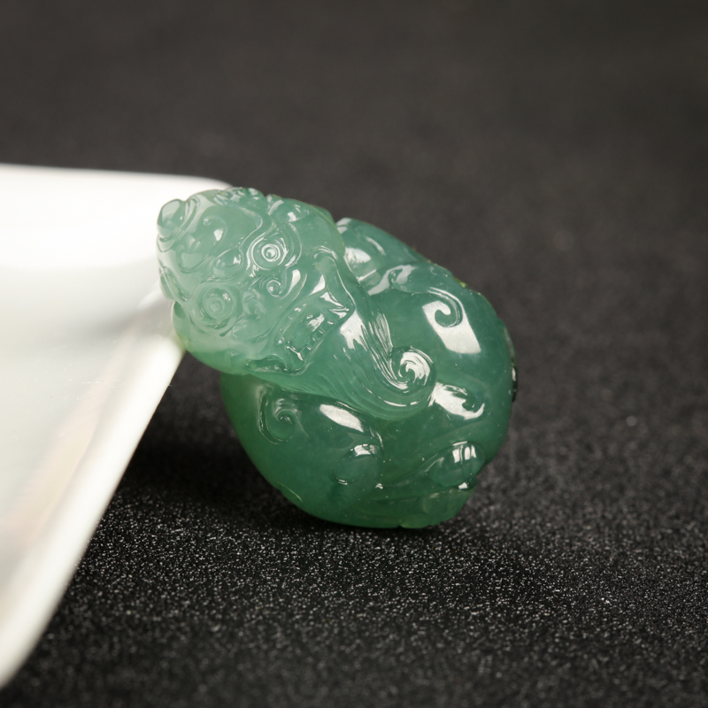 A货天然糯种深绿翡翠龙头吊坠 - 红掌柜