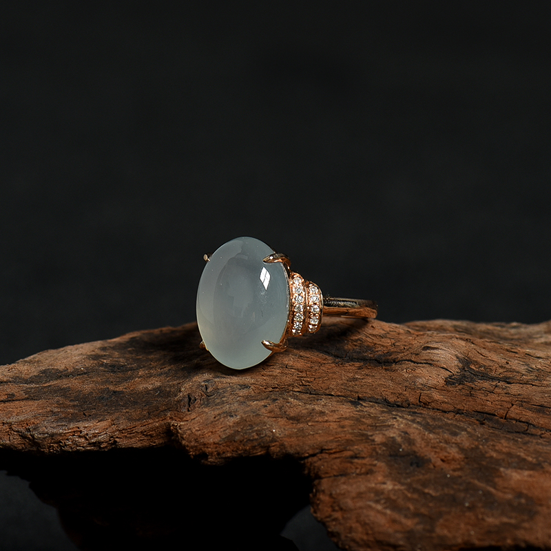 糯冰种翡翠随形戒指-红掌柜