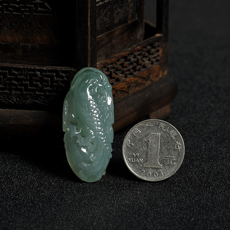 天然缅甸翡翠英明神武吊坠-红掌柜