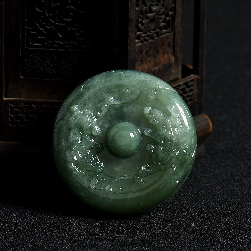 天然缅甸糯种暗绿翡翠香道盒摆件-红掌柜