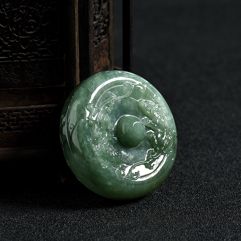 缅甸糯种暗绿翡翠香道盒摆件-红掌柜