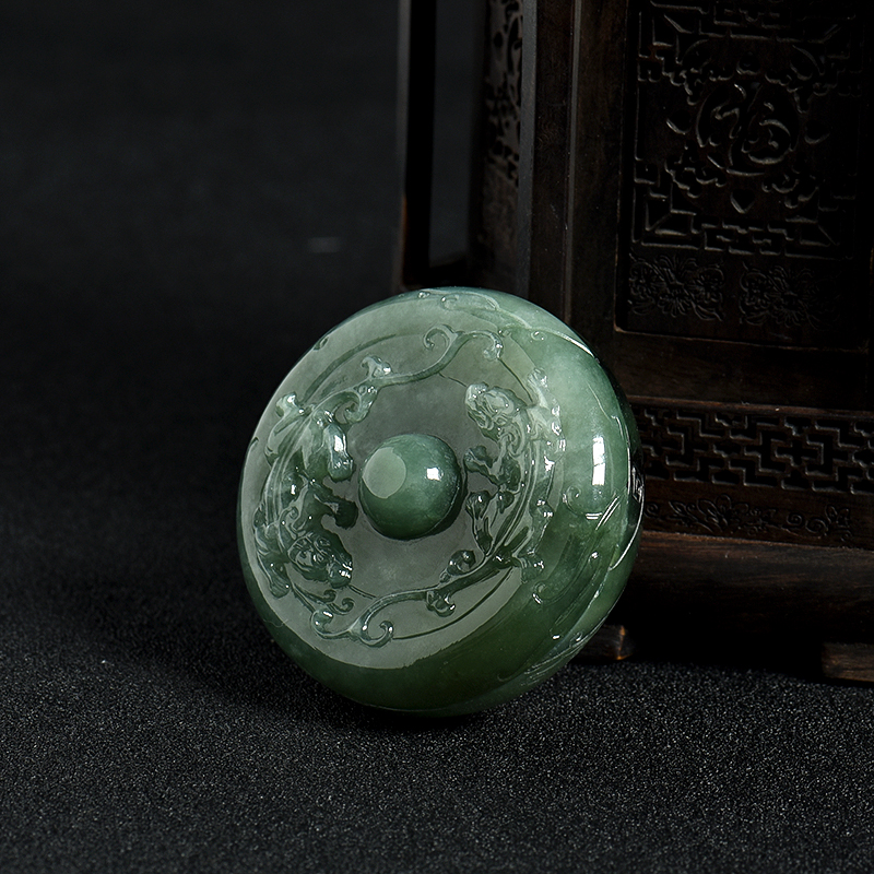 糯种暗绿翡翠香道盒摆件-红掌柜