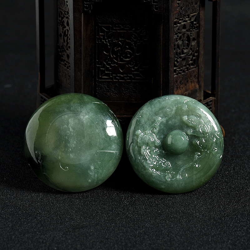 暗绿翡翠香道盒摆件-红掌柜