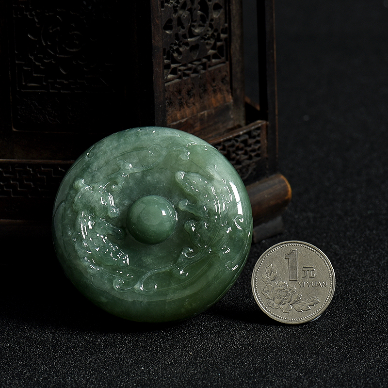 天然糯种暗绿翡翠香道盒摆件-红掌柜