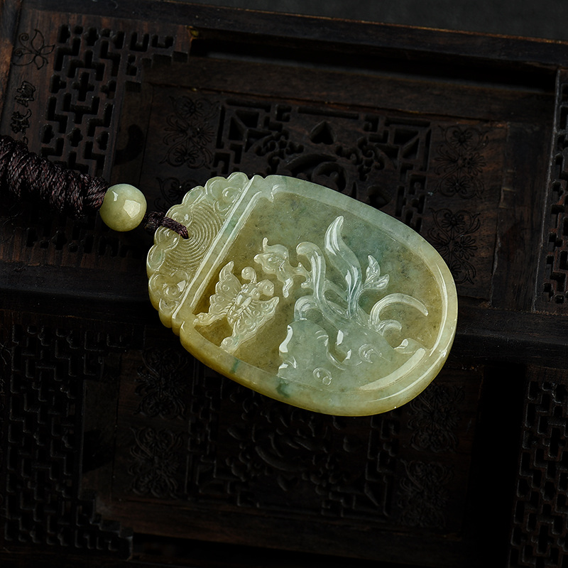 糯种黄翡兰花挂件-红掌柜